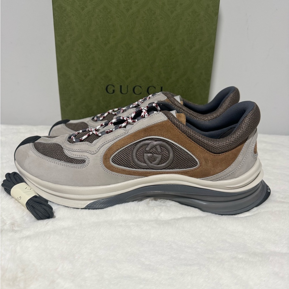 Gucci Men's Gucci Run Sneaker Light Grey Suede Size UK13.5/US14 - Picture 3 of 8